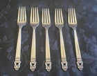 Lot of 5 International Sterling ROYAL DANISH Dinner Forks 8" No Mono