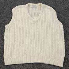 Lord Jeff Fisherman Sweater Vest Mens XL Cable Knit Ivory White USA Made Cotton