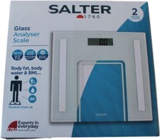 Salter 1760 Glass Analyser Body Fat Scale White/blue 180kg Capacity