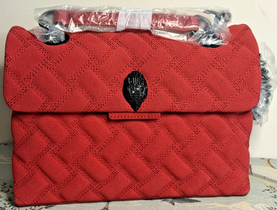 Kurt Geiger Wildleder Leder Rot Kensington Schultertasche Gesteppt Neu mit Etikett UVP289  Gratis 