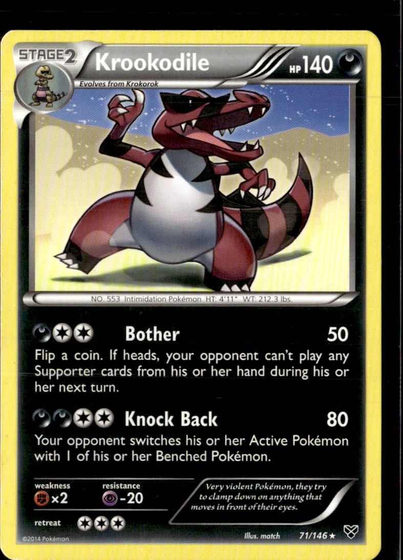 Pokemon Krookodile 71/146 XY Base Set Non Holo Rare  2 Card Lot LP