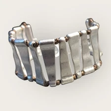 Premier Designs bracelet Durango Chunky Statement Silver Bar Link Adjustable EUC