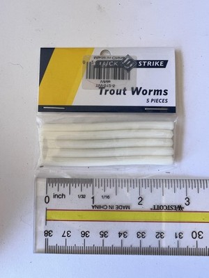 Luck E Strike Trout Worms White 5pk Soft Plastic Trout Panfish Lure NEW!