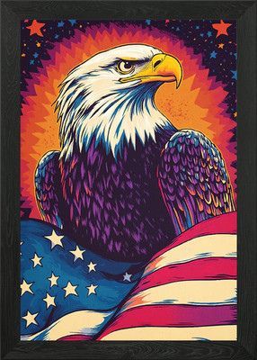 Amerikanischer Adler und Flagge gerahmtes Wandbild Poster Leinwanddruck Bild