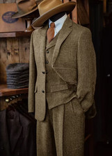 Men's Three-piece Suit Herringbone Pattern Single Breasted Slim Fit Suits