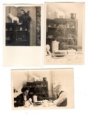 3x Vintage Interieur Fotos 30er/40er – Wohnkultur & Handabzug - deutsche Familie