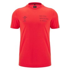 Macron Wales WRU 2025/26 Mens Rugby Players Travel T-Shirt Red (Sizes S - 5XL)