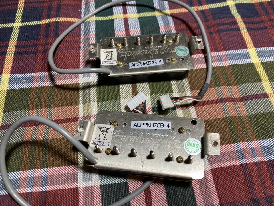 Set of Zebra Epiphone Alnico Pro Classic Humbucker Guitar Pickups, Quick-Connect - Image 3 of 3
