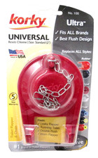 New Korky Ultra Universal Toilet Flapper 2in. - Red Rubber w/ Chain, No. 100