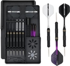 Professional Steel Tip Darts Set, 23g Brass Barrel with Aluminum Shafts