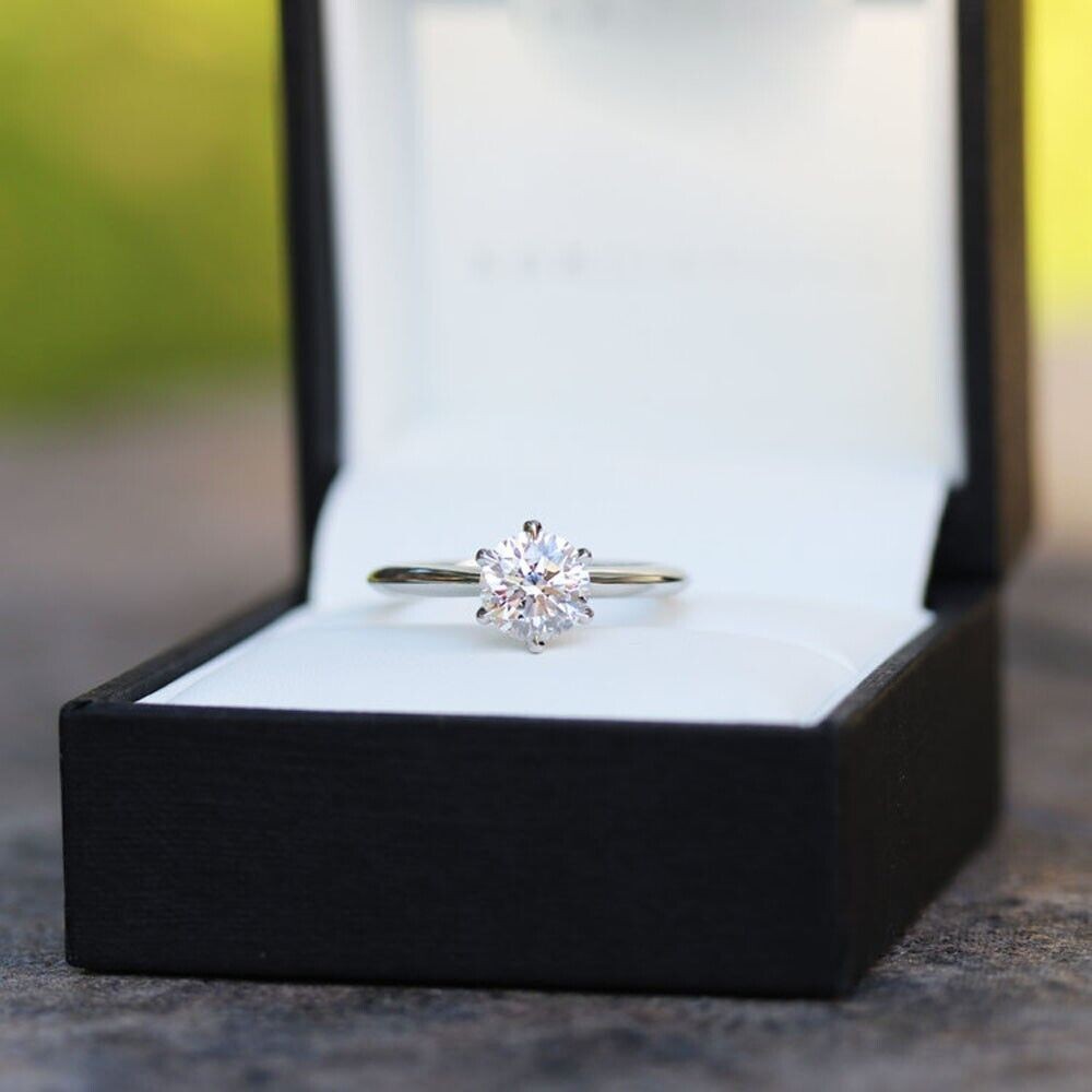 Wedding Ring Solid 950 Platinum Solitaire Natural… - image 2