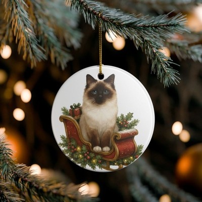 Birman Cat Ceramic Christmas, Holiday Ornament-A101