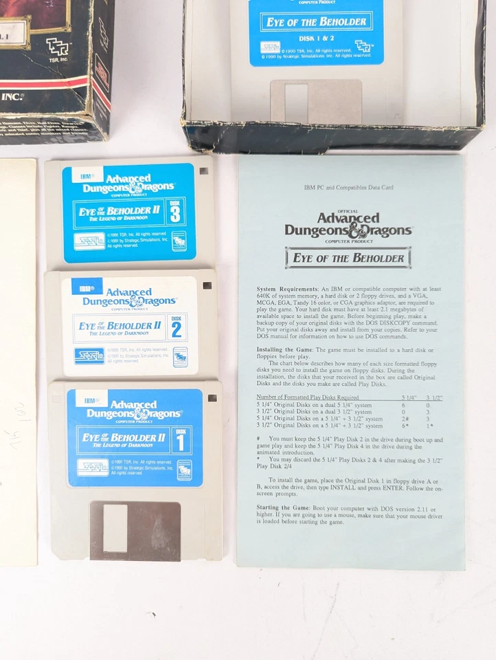 Advanced Dungeons & Dragons Eye Of The Beholder I II 3-1/4" Floppy IBM PC in Box - Image 2 of 4