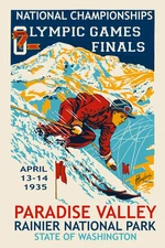 Ski Paradise Valley Rainier Park Olympic Vintage Poster Repro FREE S/H in USA