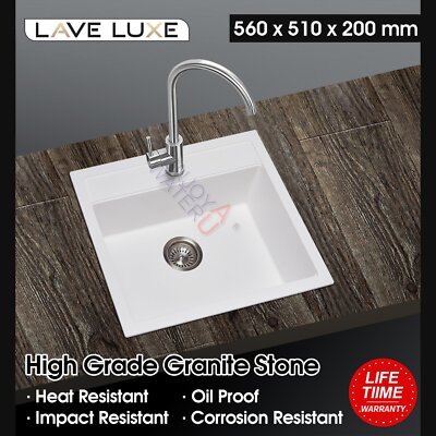 Visual Reference: German Engineered Granite Quartz Stone Single Bowl White Kitchen Sink