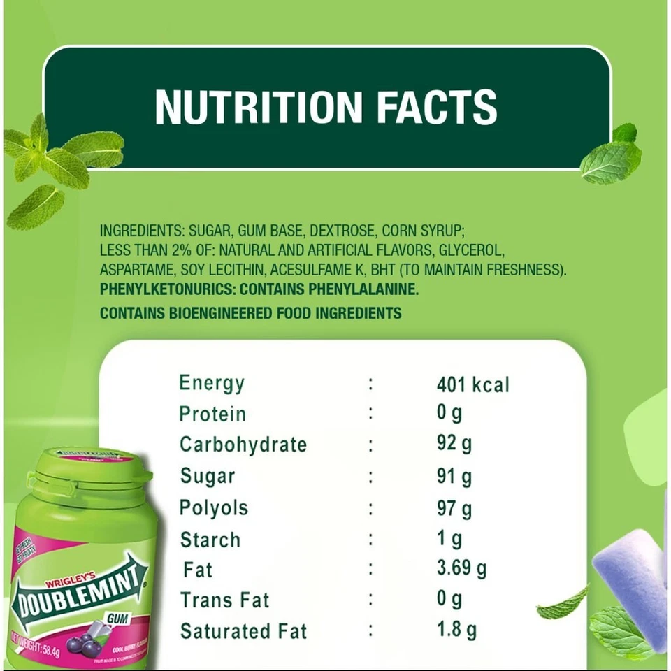 Wrigley's Doublemint 瓶口香糖呼吸-浆果 — 第 4/4 张图片