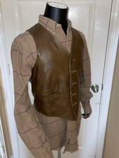 VINTAGE JOO-KAY LEATHER VEST BUTTON FRONT HAND POCKETS LINED MADE IN USA 40