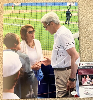 Nancy Pelosi John Kerry Signed 11x14 Photo Congress Politicians Auto JSA COA