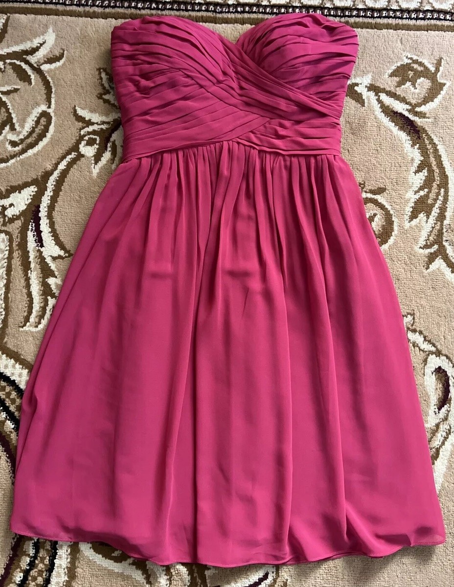short pink chiffon bridesmaid dress Short Sleeve V-Neck Chiffon A-Line Bridesmaid Dress in Candy Pink, Candy Pink / 14