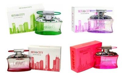Sex In The City Perfume Set of 4 Bottles LUST KISS LOVE COSMO 3.3