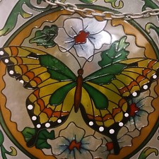 Beautiful Butterfly Sun Catcher, Stained Glass Look Acrylic 6 1/2" Round