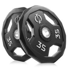 Set of 2 Rubber Coated Olympic Grip Weight Plates - 2-in Olympic Plates Black