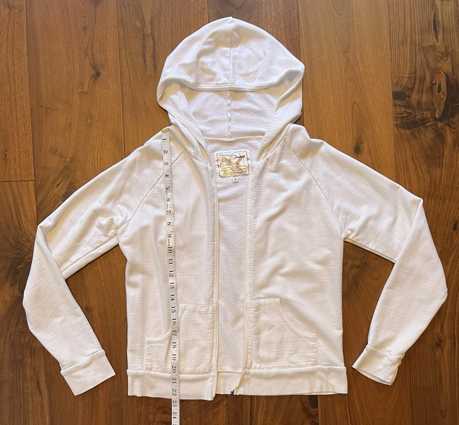 OFF WHITE Camicie Di Bambù 70 30% Cotone Bambù Taglia Med Avorio Donna Felpa con Cappuccio Zip Rotta