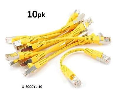 10-PACK 6'' Shielded CAT5e Network STP Ethernet RJ45 Patch Cable U-S000YL-10
