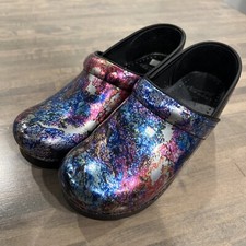 Dansko Women  s Professional Metallic Multi-Color Patent Leather Clogs 38 7.5