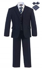 Magen KIDS BIG Boys Husky NOTCH LAPEL Suit 7pcs SET DARK Navy 2 button