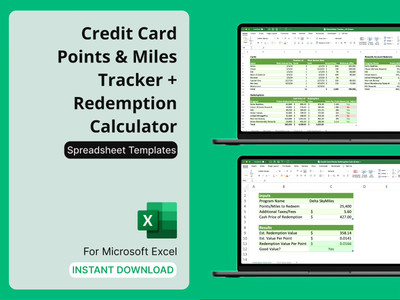Credit Card Points Tracker & Redemption Calculator - Travel Hacking Spreadsheet