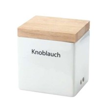 Continenta Vorratsdose mit Holzdeckel rechteckig weiß Keramik 14x12x15,5
