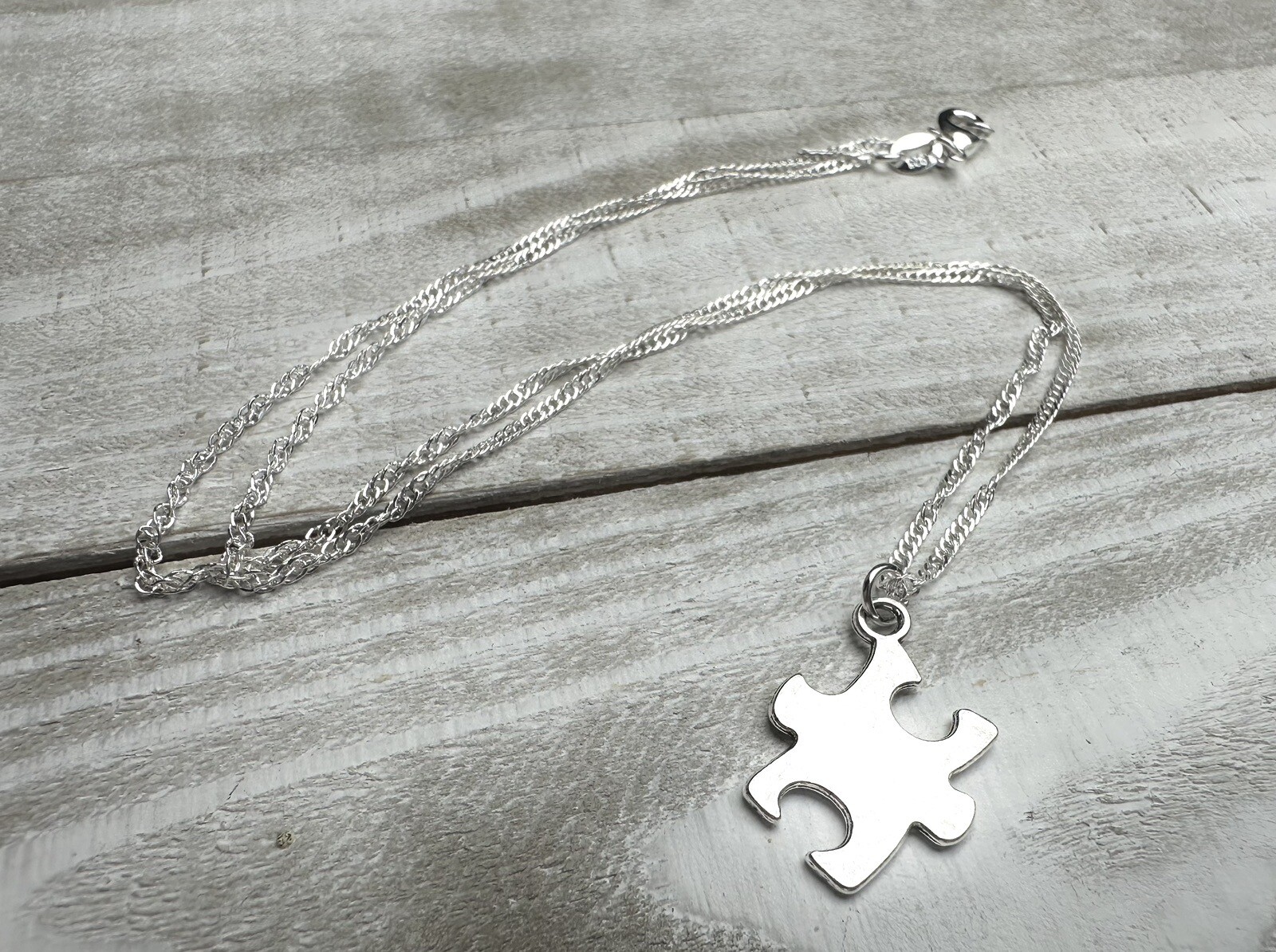 925 sterling silver Autism Awareness Necklace 16” Puzzle Piece Pendant ...