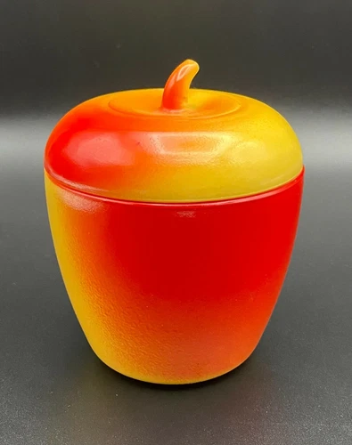 Vintage Hazel Atlas White Milk Glass Apple Jelly Jam Jar With Lid 4"