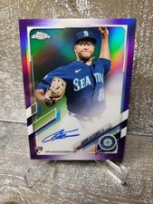 2021 Topps Chrome Baseball Aaron Fletcher Purple Refractor RC Auto /250 Mariners