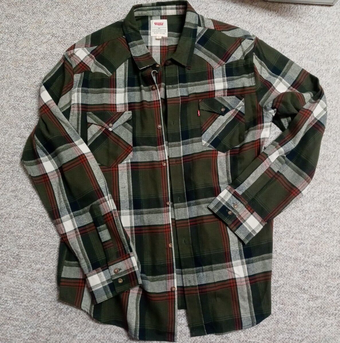 Levi Strauss Men's Long Sleeve Shirt RN 117508 Green/Orange Levi Strauss Men's Long Sleeve Shirt RN 117508 Green/Orange