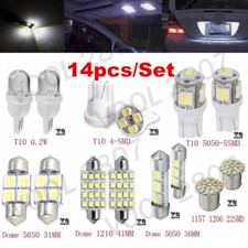 14x Led Car Interior Kit For Map Dome License Plate Lights Lamp White Bulb