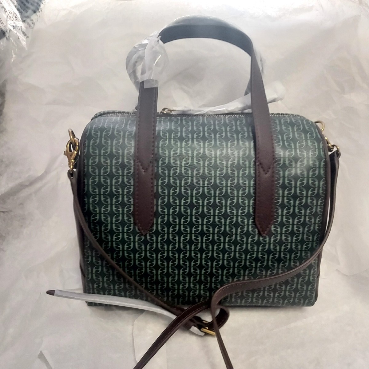 Fossil Sydney Satchel Shoulder Bag Hunter Green Leather SHB3030340