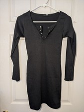 Uniqlo Womens Bodycon-Style Black Long Sleeve Dress Size XS - Read