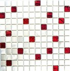 Mosaik Fliese Aluminium Glasmosaik silber rot Fliesenspiegel MOS49-O301F