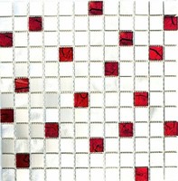Mosaik Fliese Aluminium Glasmosaik Silber Rot Fliesenspiegel MOS49-O301F