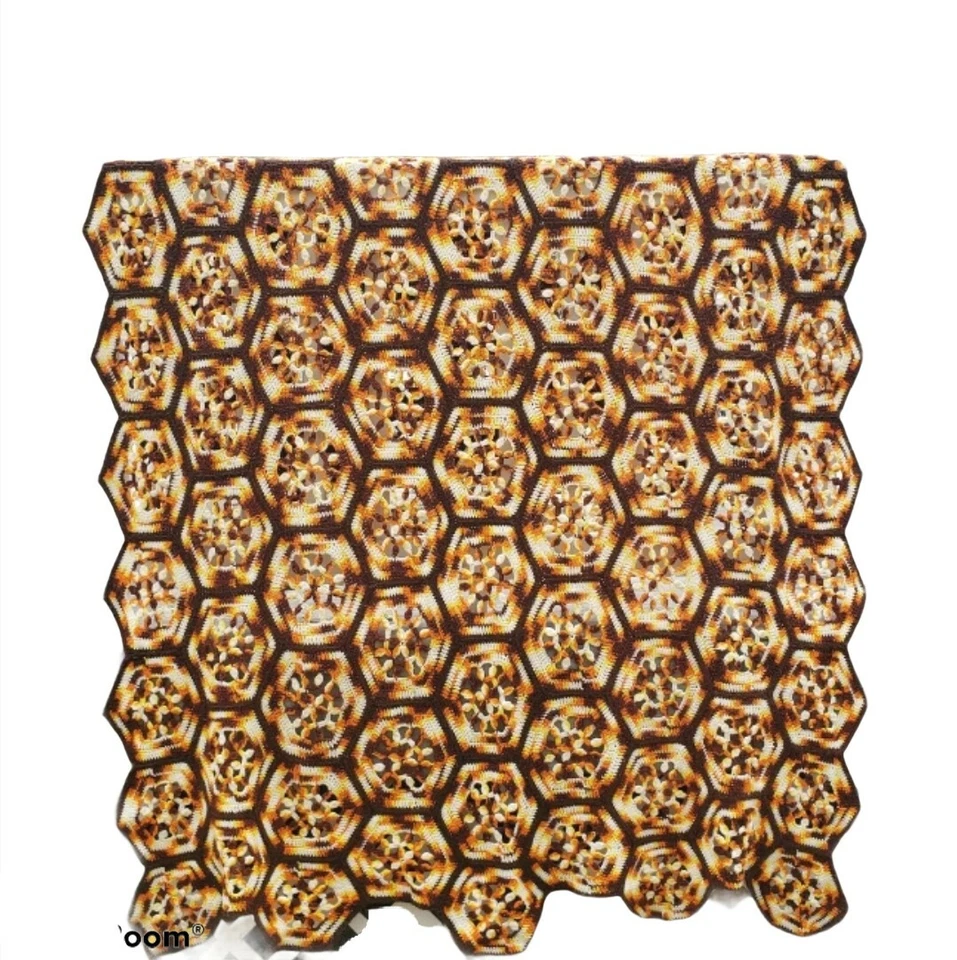 Manta de ganchillo afgana hecha a mano retro otoño otoño colores 87"x 65" Foto 2 de 4