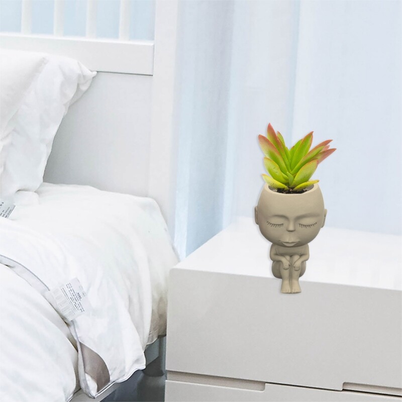 Silicone Face Flower Pot Mold DIY Succulent Planter Pot Mold Gypsum