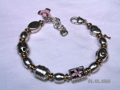 BRIGHTON Silberfarben, Goldfarben, Rosa Emaille Band Charm, Schwester Armband