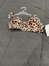 Women's Time And Tru Molded Bikini Top Swim Size Small Watercolor Cheetah NEW