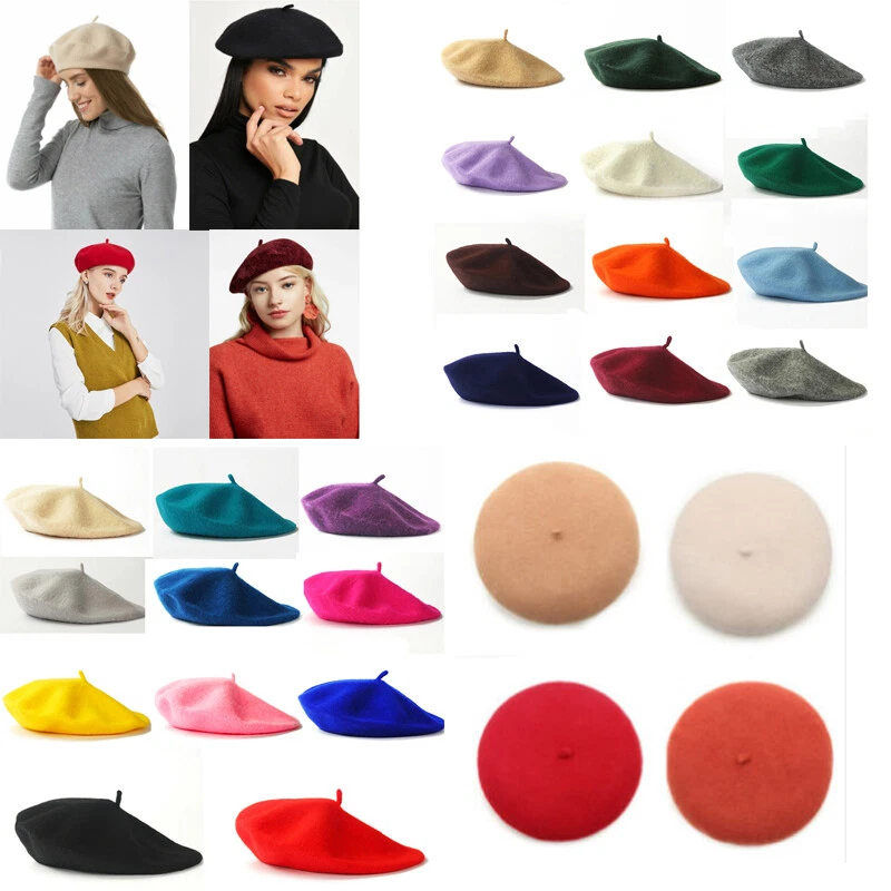 Women Vintage French Style Beret Hat Soft Wool Warm Cap Beanie