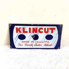 1940s Vintage Klincut Really Better Blade Grooming Advertising Enamel Sign EB583