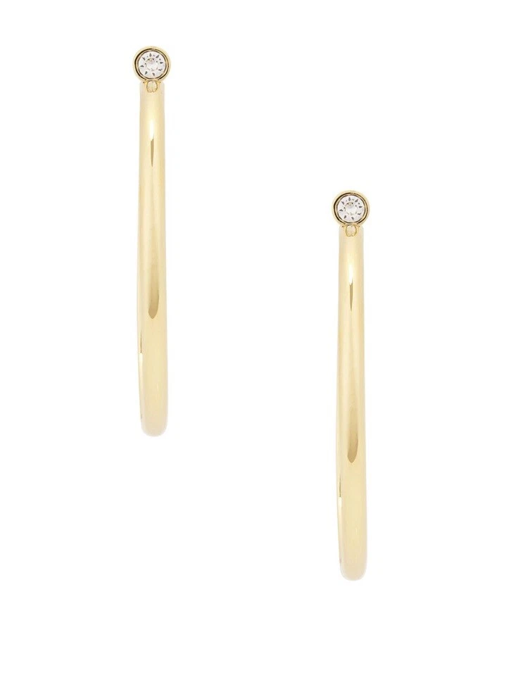 AMINA MUADDI 玛雅中号环状耳环白色水晶和金色 480 美元 — 第 4/4 张图片