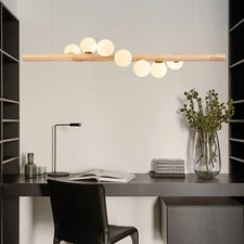 Modern Linear Glass Bubble Chandelier Pendant Ceiling Light Island Lamp 7 Head