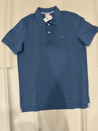 Polo de rendimiento Brooks Brothers 1818 (talla: grande) ajuste original azul/gris nuevo con etiquetas - Imagen 2 de 4